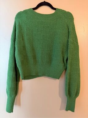 Green Textured Knit Women's Sweater